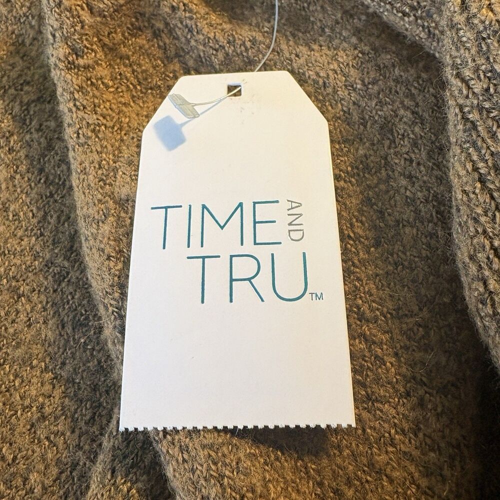 NWT Time and Tru Cowl Neck Sweater Womens L Brown Marled Oversized Cozy Soft - Picture 11 of 12